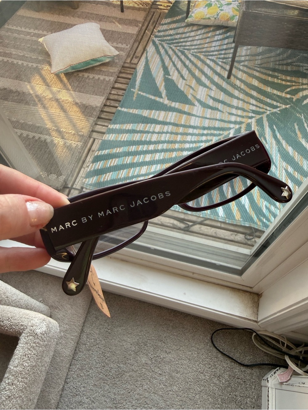Marc by Marc Jacobs Plum Purple Rectangular Sunglasses with Silver Stars